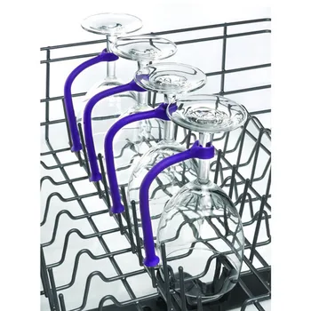 

4Pcs Adjust Flexibly Silicone Wine Glass Dishwasher Goblet Purple Holder Safer Stemware Saver #25 eR