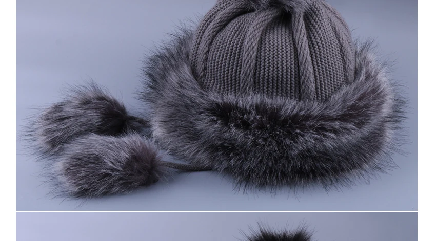 Женская шапка-ушанка из искусственного лисьего меха, с помпоном, зимняя, руссаинская, Казачья, уличная, ушанка, шерстяная, вязаная, для снежной погоды, лыжная шапка, флисовая шапка-ушанка