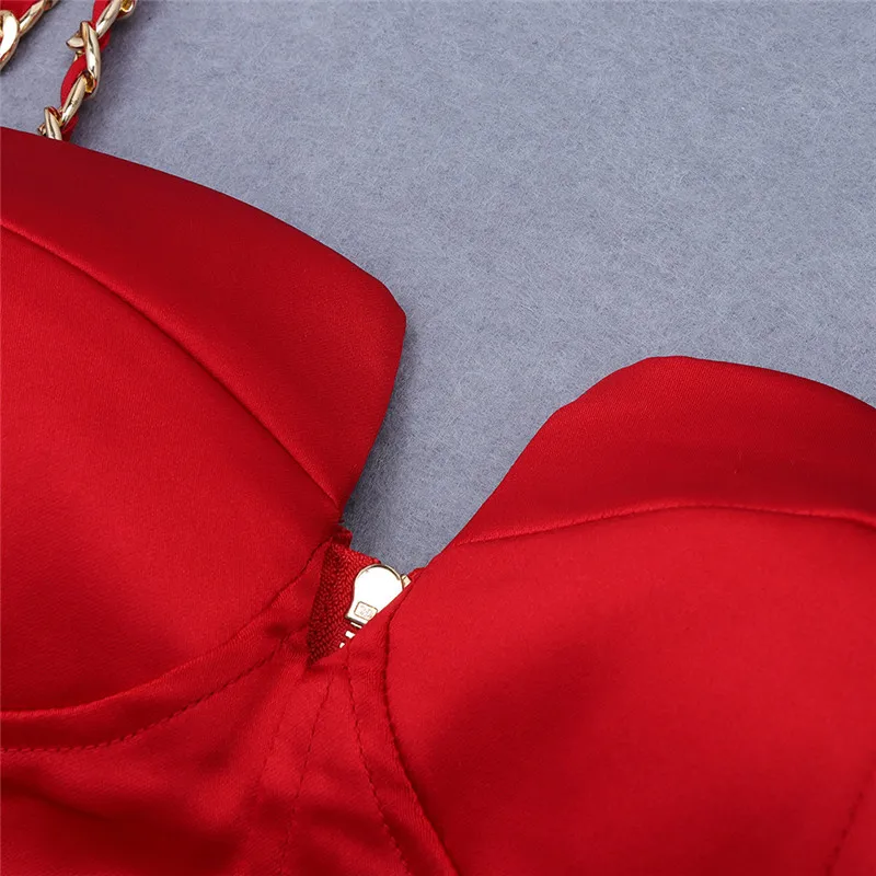 Bevenccel Elegant 2 Piece Sets Women Dress Sexy Chains Straps Bodycon Draped Bow Celebrity Fashion Party Dress Runway Mini Dress