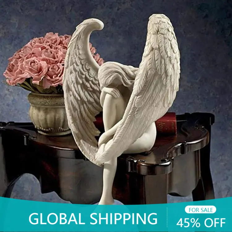 Redemption Angel Statue, Resin Angel Sculpture with Wings Statue