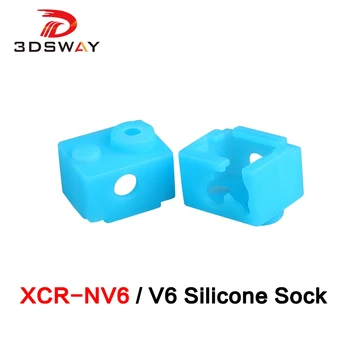 

3DSWAY 3D Printer Part Silicone Socks Heated Block Case XCR-NV6 Heating Block PT100 E3D V6 Hotend Extruder Blue 1pc