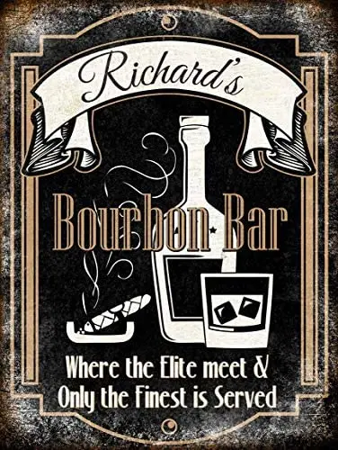 

Custom Bourbon Bar Sign, Metal Sign 8" X 12" inch, Where The Elite Meet & Only The Finest is Served Qout Sign