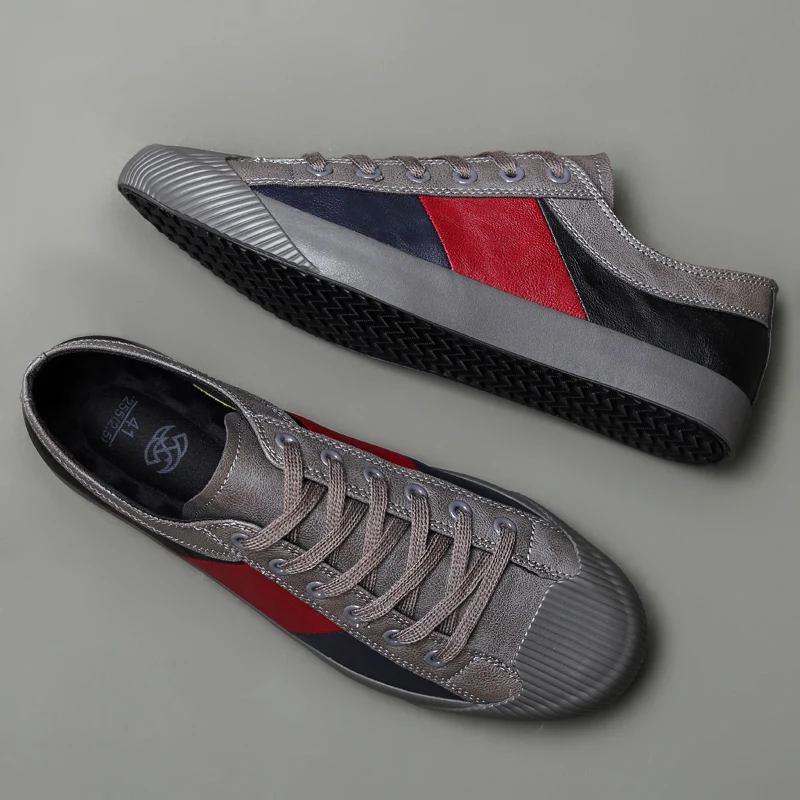 2020 New Autumn Men Casual Vulcanized Shoes British Fashion Men's Pu Leather Shoes Breathable Sneakers Men Designer Flats