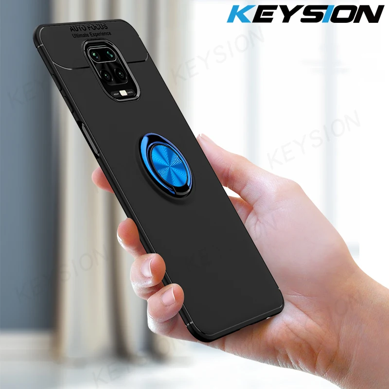KEYSION Metal Ring Case For Redmi Note 9s 9 Pro Max 8 8T 7A K20 Shockproof Phone Cover for Xiaomi Mi Note 10 lite Poco F2 Pro X2
