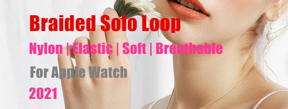2021 New Upgrade Braided Solo Loop Straps Elastic Soft Weave Nylon  for Apple Watch Band Series 6/SE/5/4/3/2/1 38/40/42/44mm