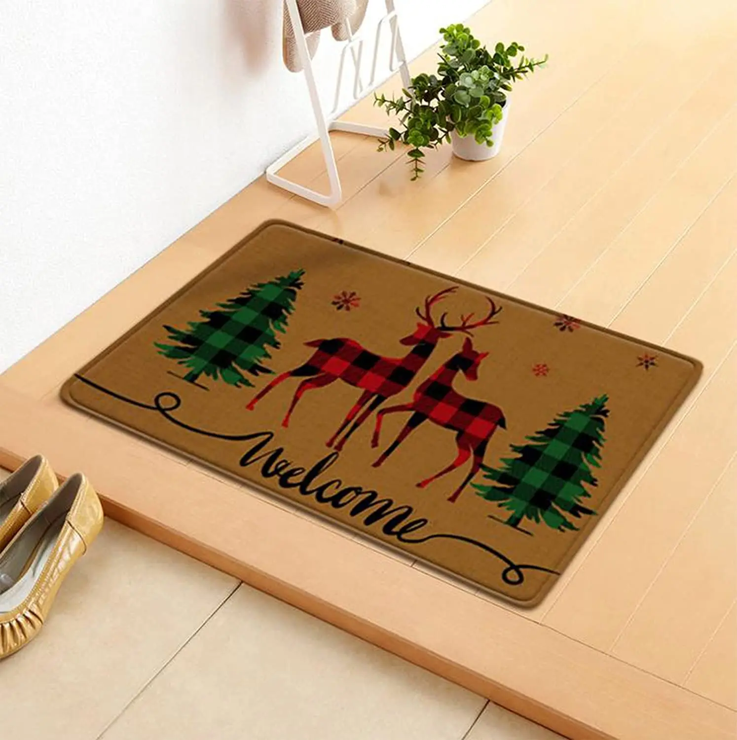 REINDEER FLY Welcome Mat Indoor Outdoor Doormat, Door Mat Outdoor