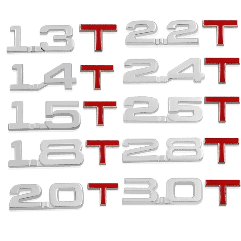 

1pcs 3D Metal Car Sticker 1.5T 1.8T 2.0T 2.5T 2.8T 3.0T Emblem Badge Decals For VW Audi Mazda KIA Renault Toyota Ford Car Goods
