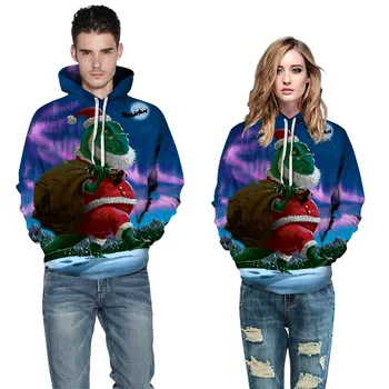 

New Fashion Christmas Funny Dinosaur Cat Print Sweatshirts Hoodies Men High Quality Hooded Sweatshirt Harajuku Streetwear