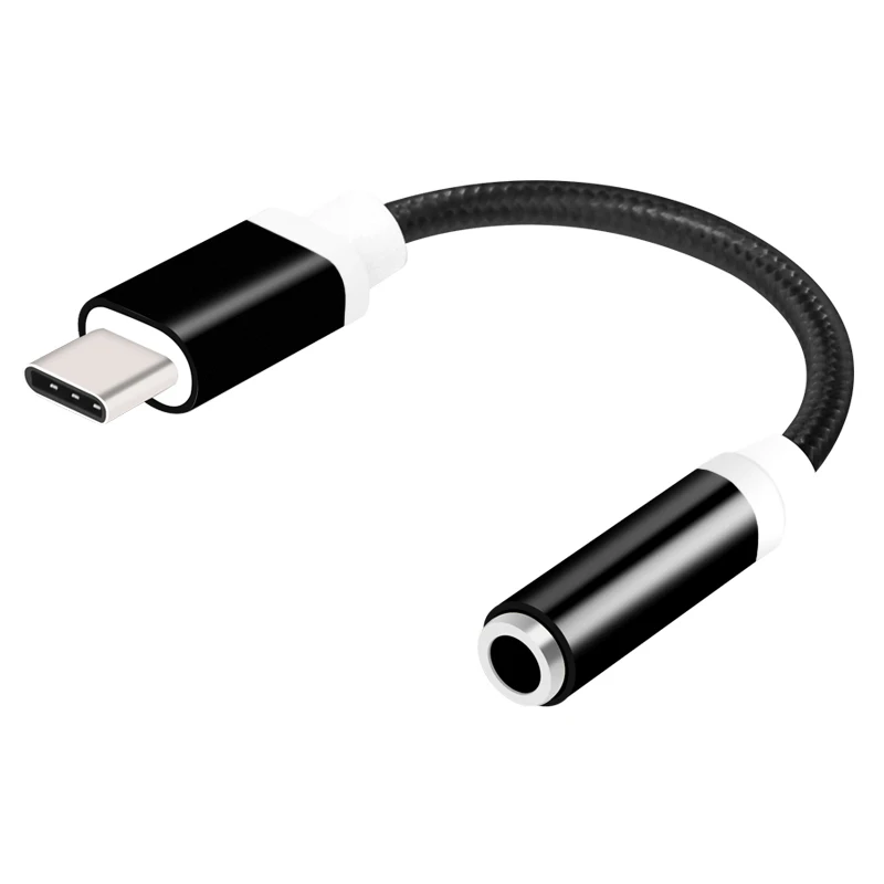 Тип-c до 3,5 мм разъем конвертер аудио адаптер для наушников кабель Тип USB C до 3,5 мм наушников Aux кабель для Xiaomi Mi8 My 8 Lite Pro - Цвет: Black