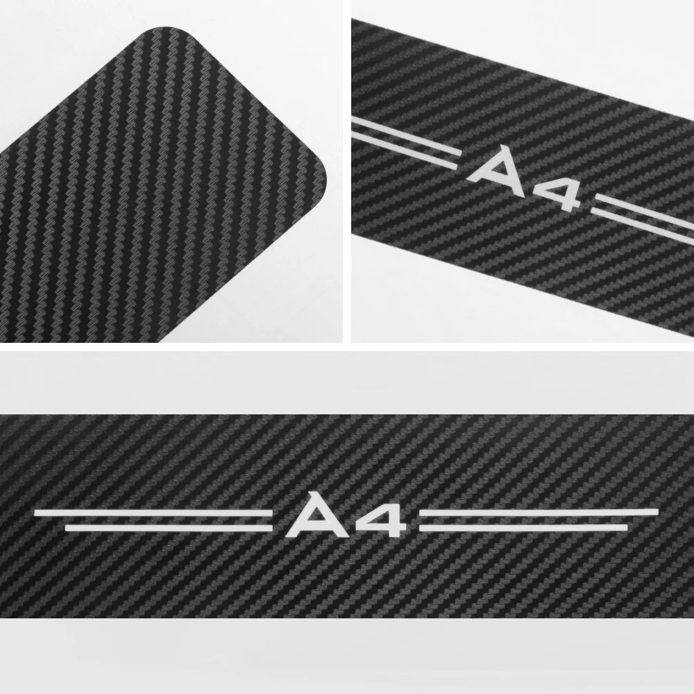 4 шт., наклейки для защиты порога автомобиля, виниловые наклейки из углеродного волокна для Audi A4 B5 B6 B7 B8 B9, аксессуары для порога двери автомобиля