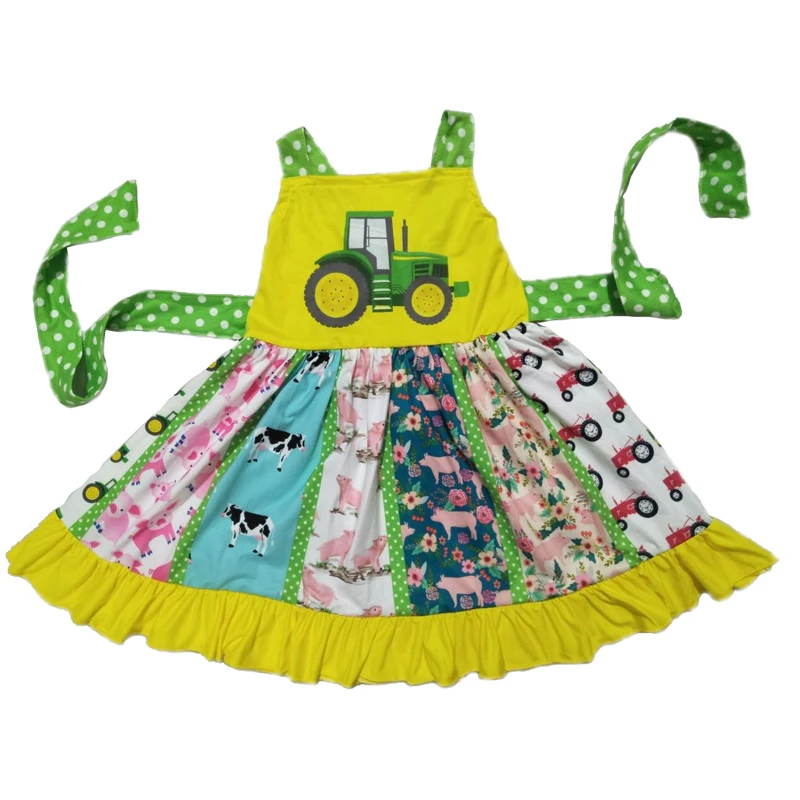 Модное милое платье для девочек с принтом «Addams family Twirl»; одежда принцессы для малышей; Детские праздничные платья «My Sister»; vestido infantil - Цвет: tractor