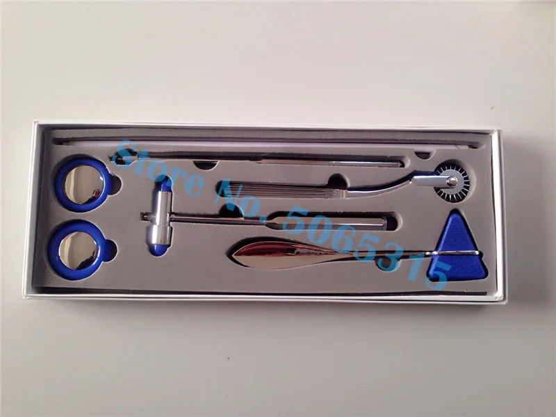 Перкуссионный молоток набор 5 в 1 медицинский неврологический массажер молоток многофункциональный ударный диагностический рефлекторный стетоскоп - Цвет: Синий