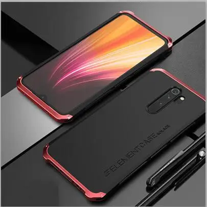 Металлический каркас телефона чехол для Xiaomi Redmi Note 8 Pro тонкий жесткий алюминиевый Гибридный корпус ПК для Xiaomi Redmi Note 8 Pro чехлы - Цвет: Black Red