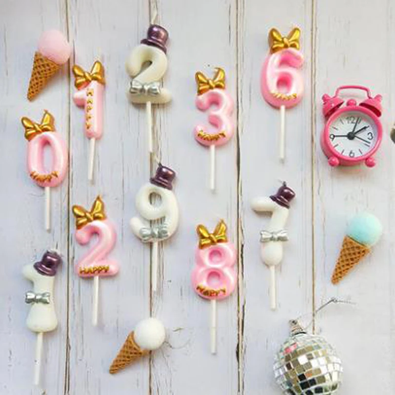 

1 Pcs Kawaii Digital Candle Number 1234567890 Birthday Cake Decorations Prince Princess Cake Candles Boy Girl Party Decoration