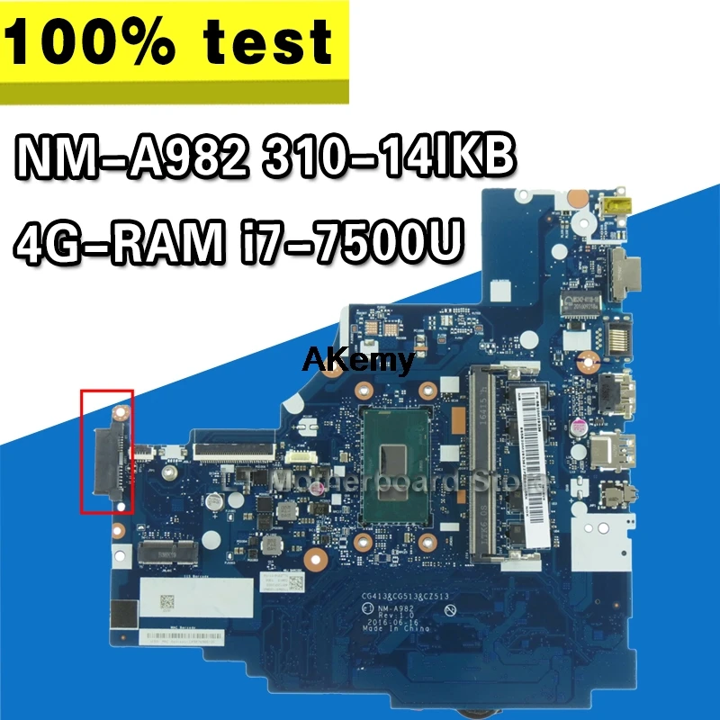 NM-A982 Laptop Moederbord Voor Lenovo 310-14IKB Originele Moederbord 4G-RAM I7-7500U NM-A982 Laptop Moederbord Voor Lenovo 310-14IKB Originele Moederbord 4G-RAM I7-7500U