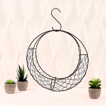 

Wreath Frame Succulent Plant Festival Hanging Basket Cafe Vintage Holder Iron Wire Party Wedding Decorative Moon Shape Home