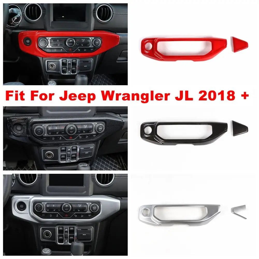 

Central Control Air Conditioning AC Button Switch Decoration Cover Trim Fit For Jeep Wrangler JL 2018 2019 2020 ABS Accessories