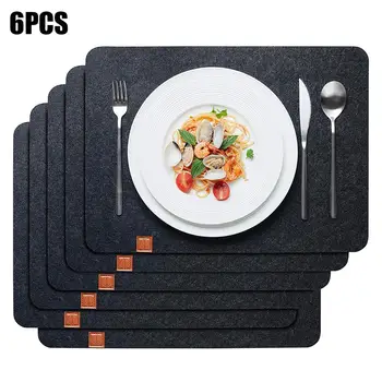 

6 PCS Anti-skid And Heat-insulation PVC Placemat For Dining Table Non-slip Table Mat Felt Coaster Placemat Kitchen Accessories