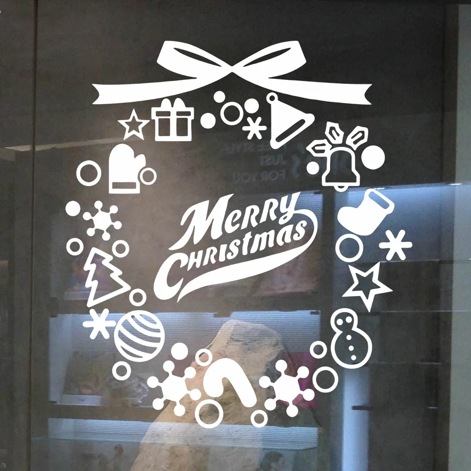 

Snowflake Electrostatic Wreath Window Sticker Removable Kids Room Christmas Wall Stickers Home Decals Decoration Wallpaper