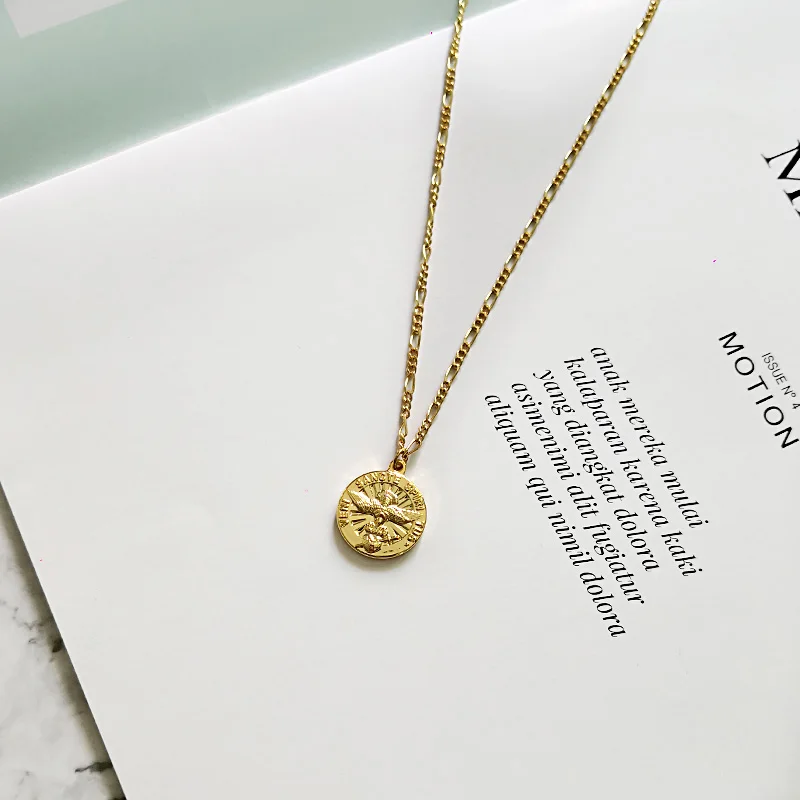 Gold Peri'sbox 18 мм Золотое винтажное Вени святилище Spiritus колье с монетой религиозный кулон в форме диска ожерелье s медальон эффектное ожерелье s - Окраска металла: Gold