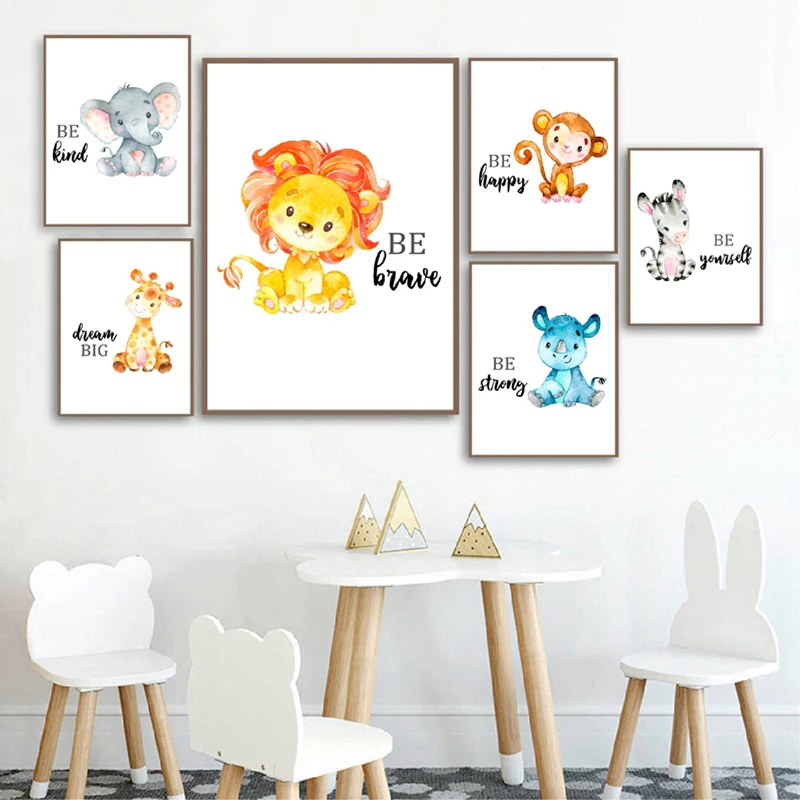 Safari Nursery Print Jungle Baby Animals Poster Nursery Decor