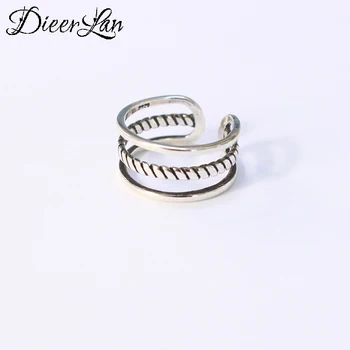 

DIEERLAN Vintage 925 Sterling Silver Multi-layer Line Rings For Women Men Engagement Rings Girls Party Gifts Anillos