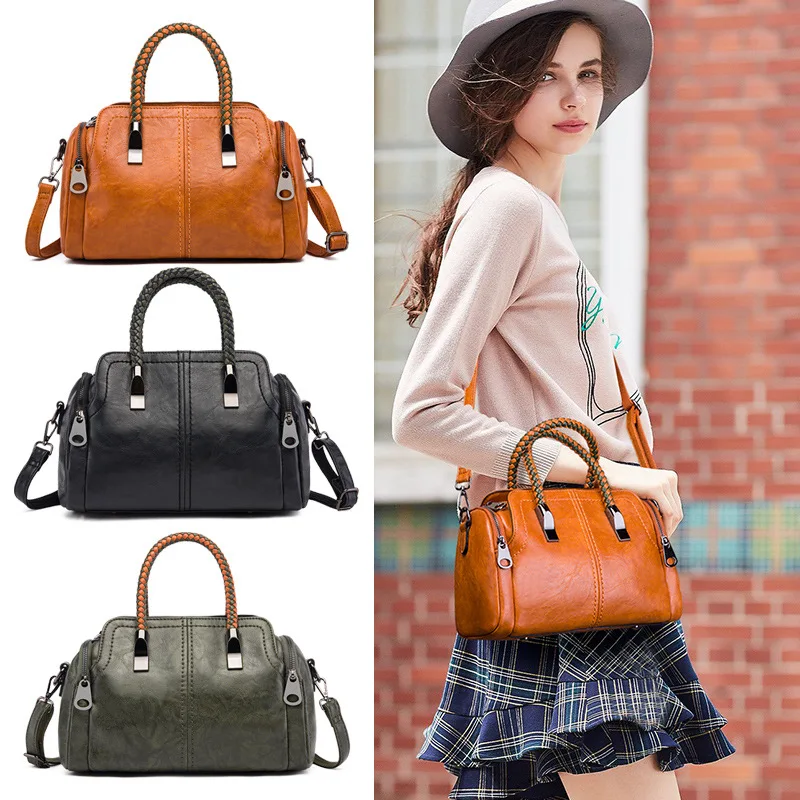 

MAIDINI Light Feature Handbag Women's 2019 xia tian kuan Carrying Shoulder Linen Flower Color Circular Ring Pillow Bag