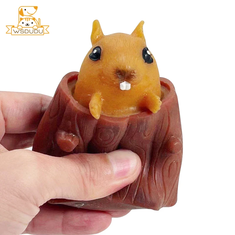 Squirrel Pop Up Fidget Toy Cute Squeeze Animal Doll Fun Squishy Stress Relief Game Prank Jokes Play Novelty Adult Children Gifts