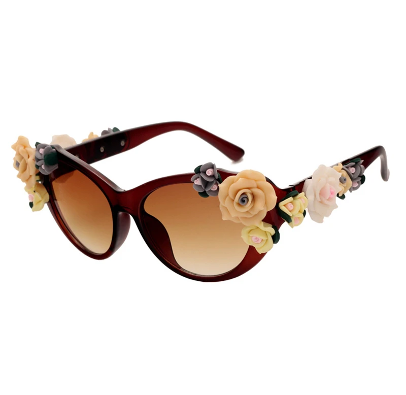 Индивидуальный тренд новые женские Ретро Цветы Модные солнцезащитные очки стерео очки с розами пляжные солнцезащитные очки для отдыха - Цвет линз: 3