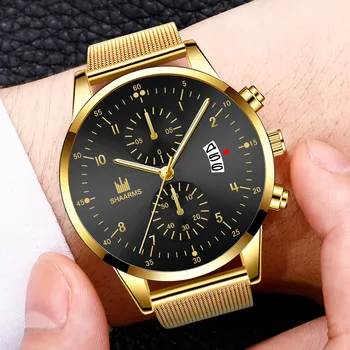 

Luxury Business Brand Mens Sport Watch Gold Full Steel Quartz Watches Men Date Waterproof Military Clock Man Relogio Masculino