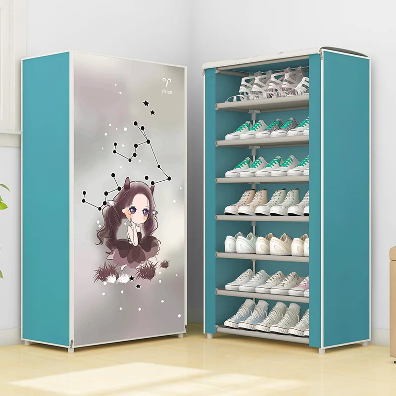 DIY многослойный комбинированный пыленепроницаемый шкаф для хранения обуви простая сборка шкаф стальной каркас Модная креативная мебель