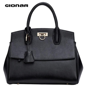 

GIONAR Genuine Real Leather Purse Handbag Women Business Work Luxury Brand Designer Crossbody Top-handle Hand Bag