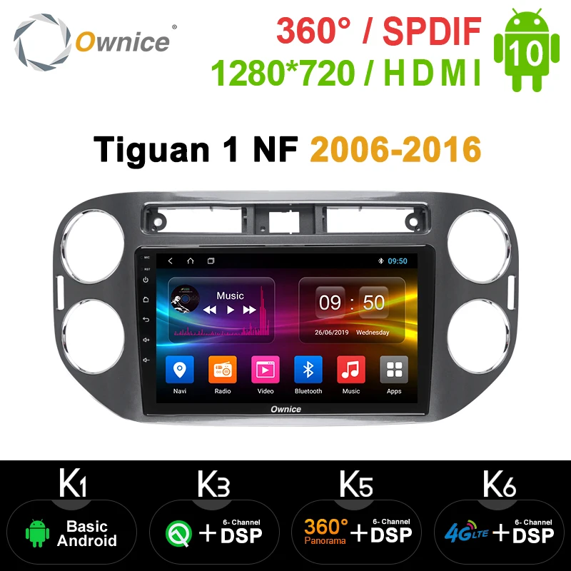 Автомобильный плеер Ownice радио GPS навигатор k3 k5 k6 Volkswagen Tiguan 1 NF 2006 2008 2010 2012 2016 Android 10 0