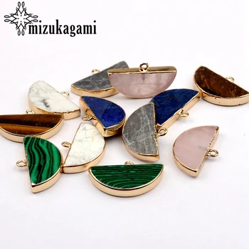 

Natural Stone Charms Pendant Geometric Fan Shaped Charms Natural Color Stone 13*27mm 2pcs/lotFor DIY Fashion Jewelry Accessories