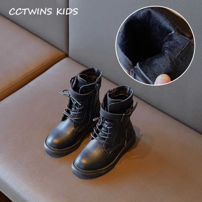 Thin Black CCTWINS/детская обувь; коллекция года; зимняя детская обувь из искусственной кожи; Детские брендовые ботинки до середины икры; Модные Ботинки martin для девочек; для малышей; MB161 - Цвет: Thin Black
