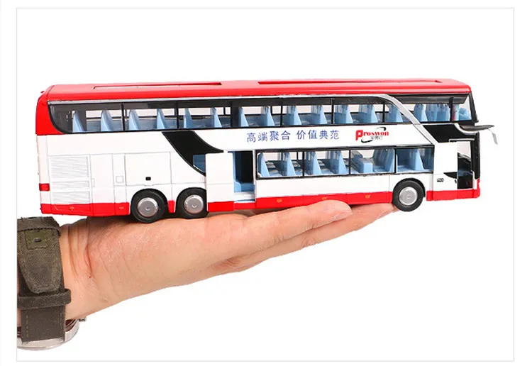 Горячий подарок 1:50 путешествия автобус сплава модель, моделирование двухэтажный автобус модель, детский звук и легкие инерционные игрушки