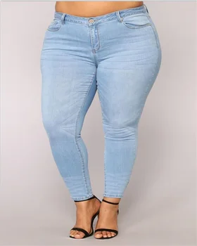 

Autumn Winter Casual Women High Waist Denim Jeans Slim Long Jeans Denim Pants Elastic Women Jeans Plus Size 2XL-7XL Dropshipping