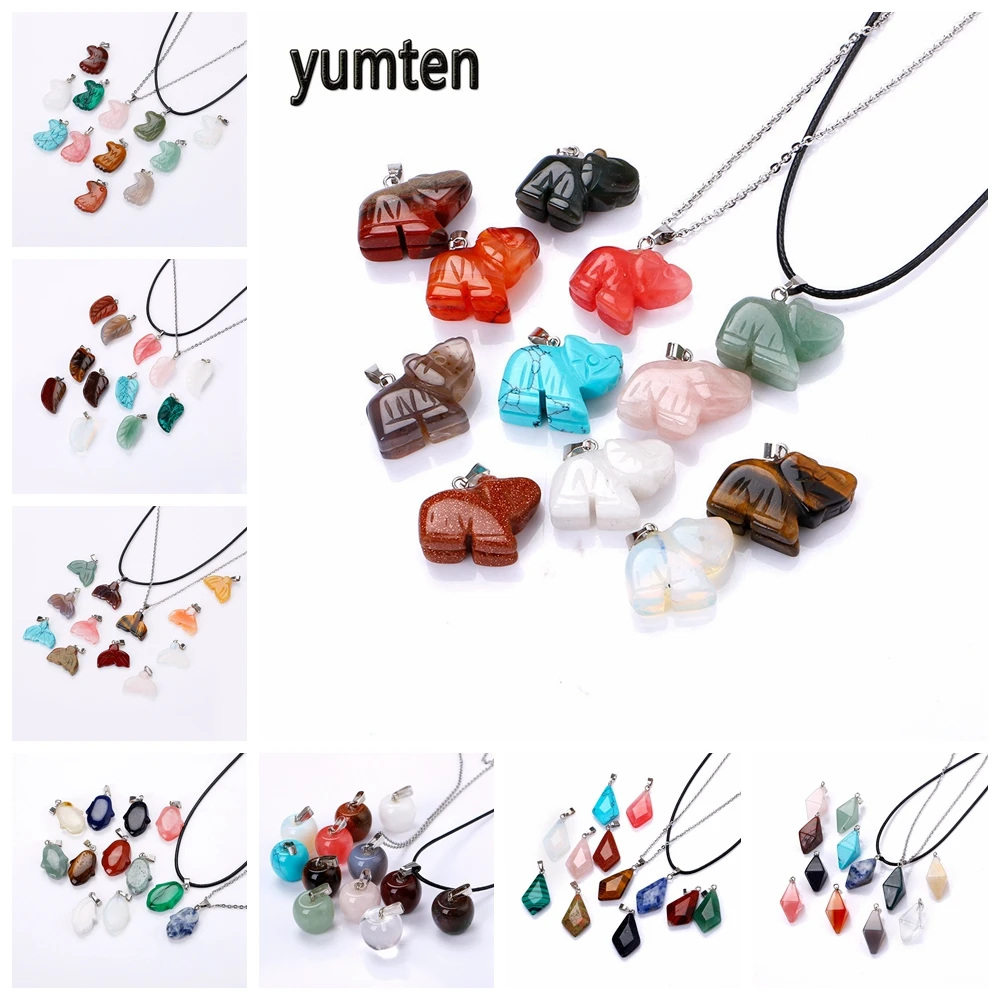 

Yumten Elephant Crystal Charms DIY Pendant Necklace Natural Stone Charm Animal Shape Jewelry Making Fashion Party Accessories