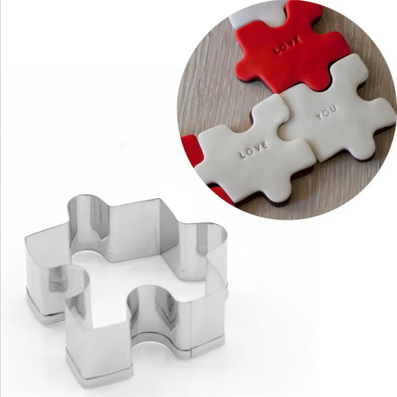 Taglierina per biscotti e fondente a forma di puzzle, 8 cm