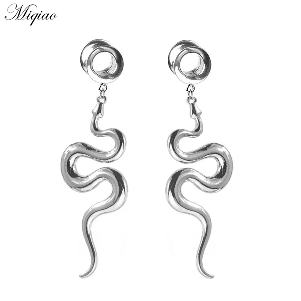 Miqiao 2pcs Fashion Trend Stainless Steel Snake Shape Pendant Double Horn Ear Amplifier 6mm-25mm Body Exquisite Piercing Jewelry