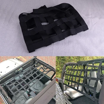 

CITALL Black Back Window Extra Roof Cargo Net Hammock Storage Fit for Jeep Wrangler JK TJ 1997-2012 2013 2014 2015 2016 2017