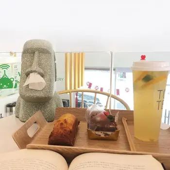 

Innovative Tissue Box Easter Island Moai Shape Paper Holder Stone Figure Napkin Case For Home Car Restaurant O