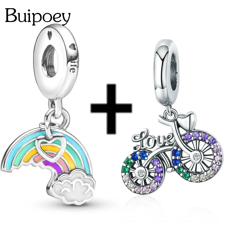 Бусины с единорогом Buipoey 2 шт. колесо обозрения подвеска панды Женские Ювелирные