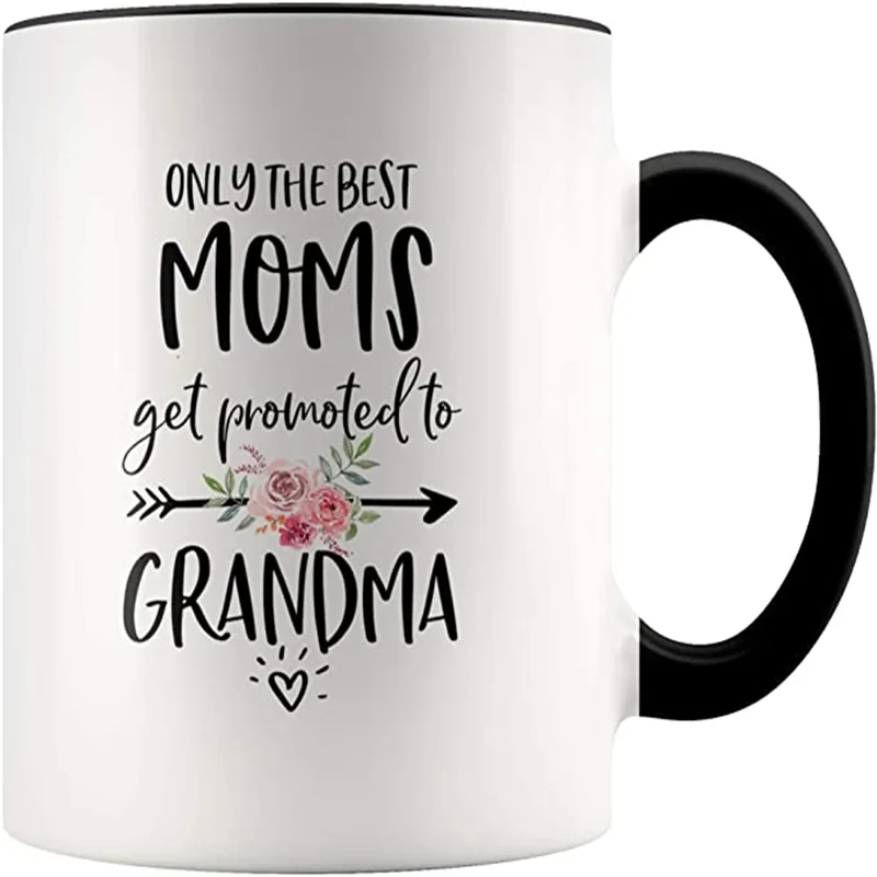 Promoted to Grandma Mug 11 Ounces Only The Best Moms Get (Black Handle) | Дом и сад