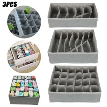 

3pcs Foldable Underwear Bra Fabric Socks Box Storage Organizer Drawer Dividers BV789