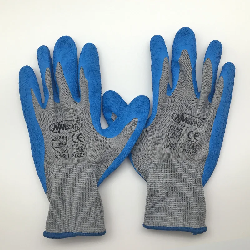 24Pieces/12 Pairs Polyester Coated Latex Rubber Non-Slip Breathable Household Labor Work Protective Garden Gloves