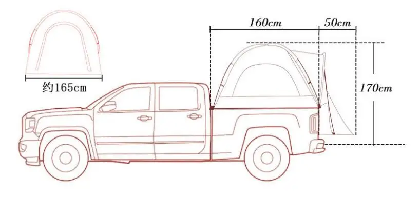 Компактный кемпинговый Кемпер пикап палатка для полноразмерного грузовика - Цвет: small size
