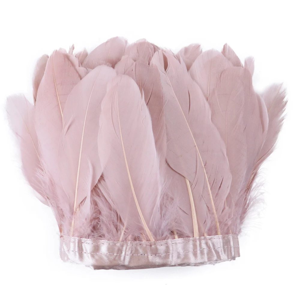 

2 Meter Leather Pink Goose Feather Trim Fringe for Clothes Crafts Natural Plumes Decoration Ribbon Width 6-8Inch Wholesale