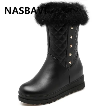 

NASBAVI 2019 new hot Women Winter PU Snow Boots Thick bottom Waterproof Warm Star decoration Ankle Boots Woman Winter Shoes