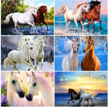 

Yikexin Diamond Embroidery Sale Animals Full circular Mosaic Diamond Painting A running horse Cross Stitch Kit Home Decoration
